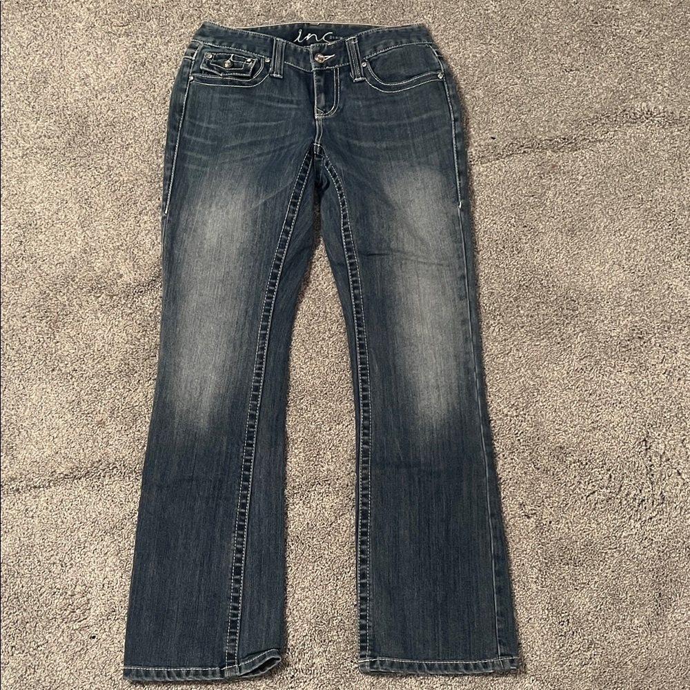 INC International Concepts Women's Dark Blue regular fit boot leg Jeans